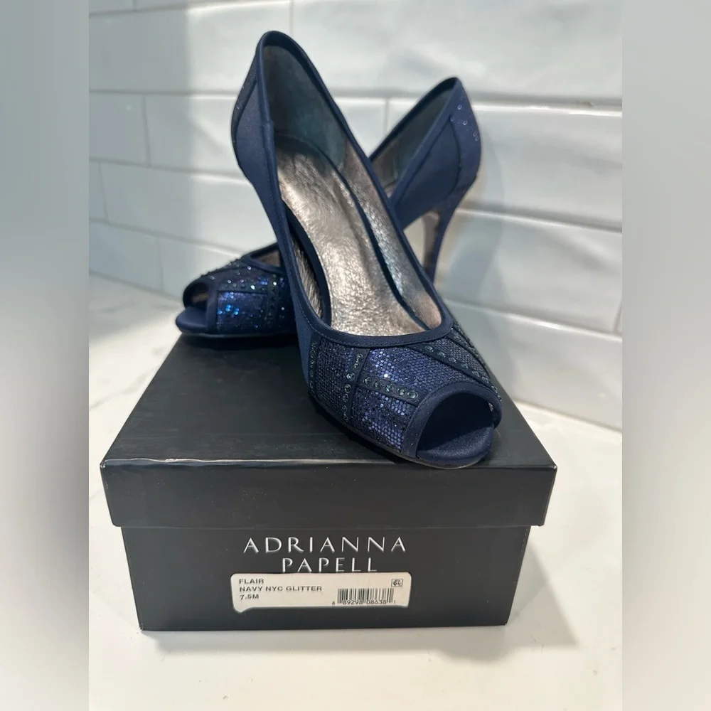 Adrianna Papell Midnight Blue Glitter Heels